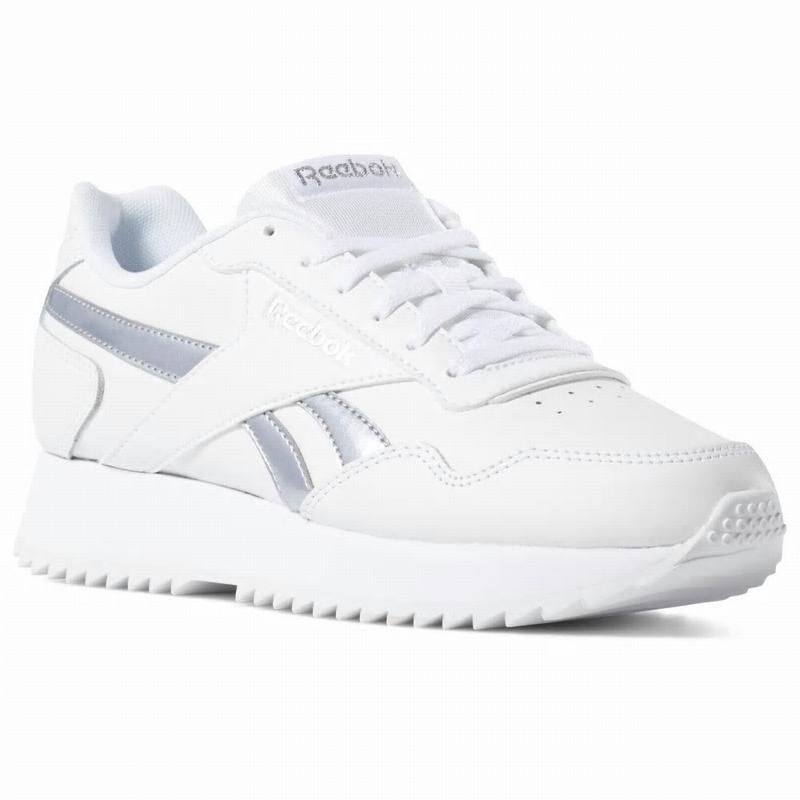 Tenisi Reebok Royal Glide Ripple Double Dama Albi/Argintii Metal Romania NP9951GR